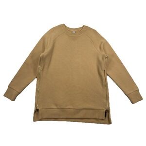 Varley Manning Sweatshirt Tan Double Zip Pullover Ribbed Women's Small